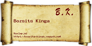 Bozsits Kinga névjegykártya